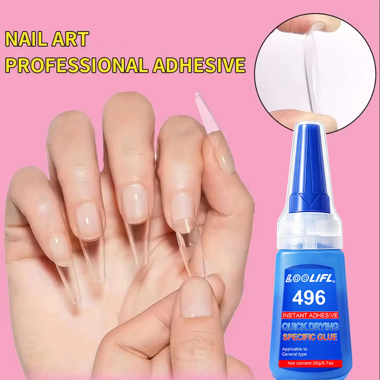 Nail Extension Gel, Transparent Hard Gel with Super Strong Adhesion, Quick-Drying and Durable, Used for Nail Enhancement. for False Nail Tips, Acrylic Nails, Press-On Nails, and Fake Nail Art Decorations. Stays Firm When Washing Hands, Washing Dishes, Typing, or Doing Sports. Designed Specifically for Nail Extensions and Nail Decoration