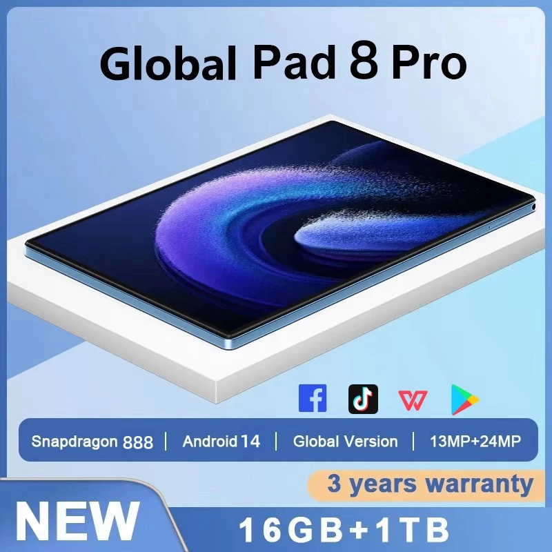 2025 Original Global Version Mi Pad 8 Pro Tablets 16GB 1024GB Android14 10.1 Inch 5G Dual SIM GPS Bluetooth WiFi WPS Tablet PC