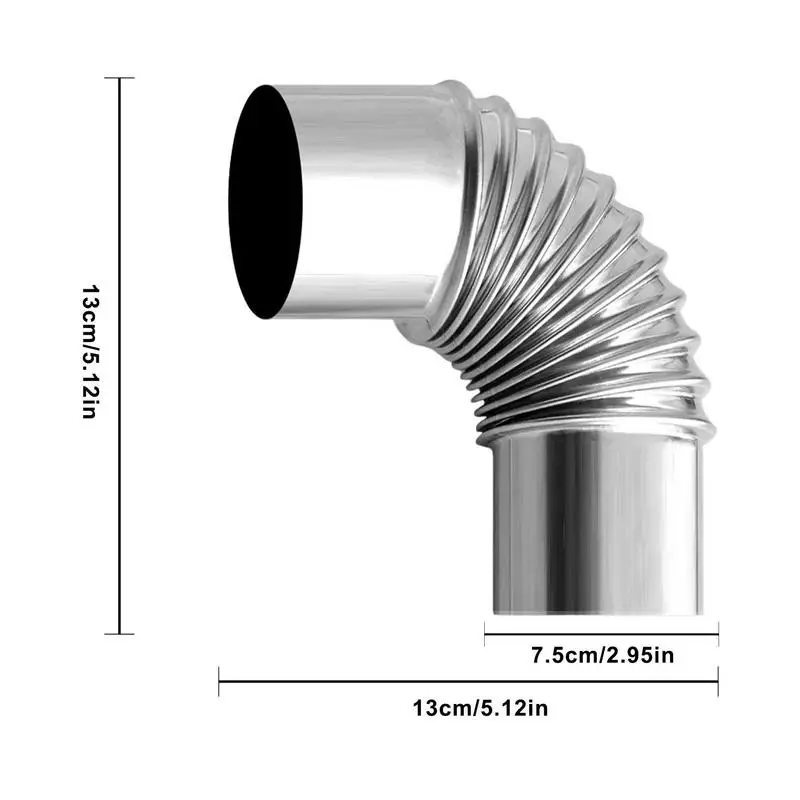 60/75mm Stainless Steel 90 Degree Elbow Chimney Liner Bend 90 Multi Flue Stove Pipe For Outdoor Camping Wood Stoves Chimney