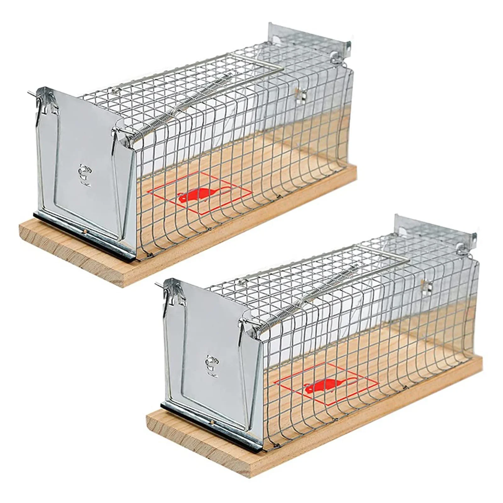 2 Pack Metal Live Mouse Rat Cage Trap, Humane No Kill Kids Pets Safe (15.3 x 6 x 7.2 cm)