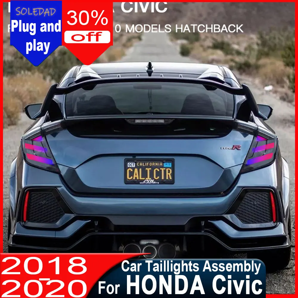 

RGB Tail light For Honda Hatchback CIVIC 2018 2019 2020 Modified Full Tail Lamp Car Accessories Dynamic Turn Signals