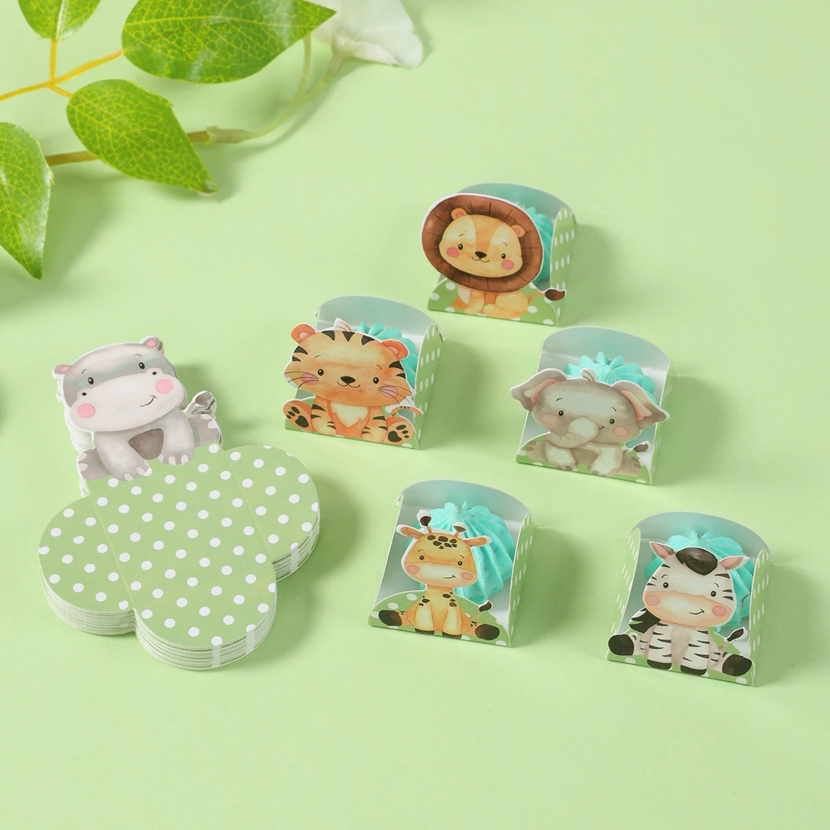 Jungle Animal Chocolate Paper Spacer Happy Birthday Party Decoration Kids Favors Spacer Tray Baby Shower Birthday Party Supplies