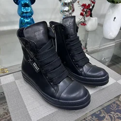 High Top Jumbo Lace Up Main Line Thick Sole Red Designer Luxury Sneaker Leather Ro Black Men Women Luxury Casual Shoes Flat Boot