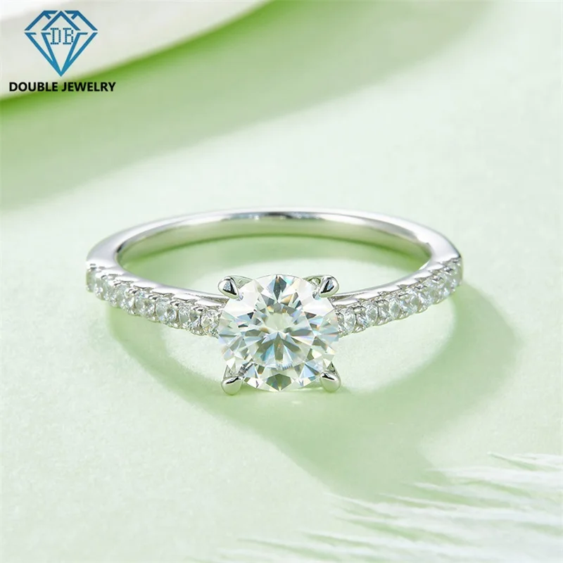 

Double Jewelry Classic style moissanite ring for lady friend gift S925 sterling silver fashion ring jewelry factory wholesale