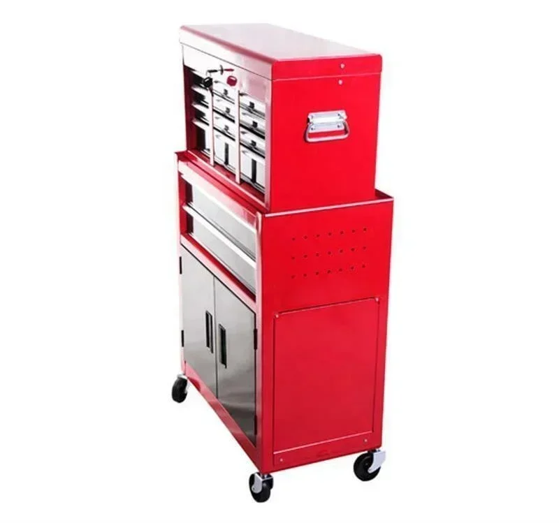 Iron, Cold Rolling Steel Sheets 8 Drawers 2 Doors Combo Metal Tool Chest Cabinet Box with Wheels for Hardware Storag