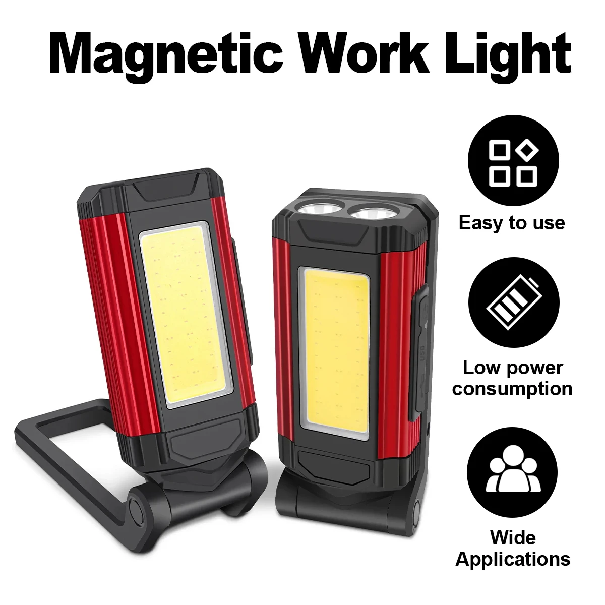 

Led Work Light 10w Flashlights Waterproof Rechargeable Foldable Usb Strong Magnetic Cob Flashlight Lamp With Hook Bright Outdoor