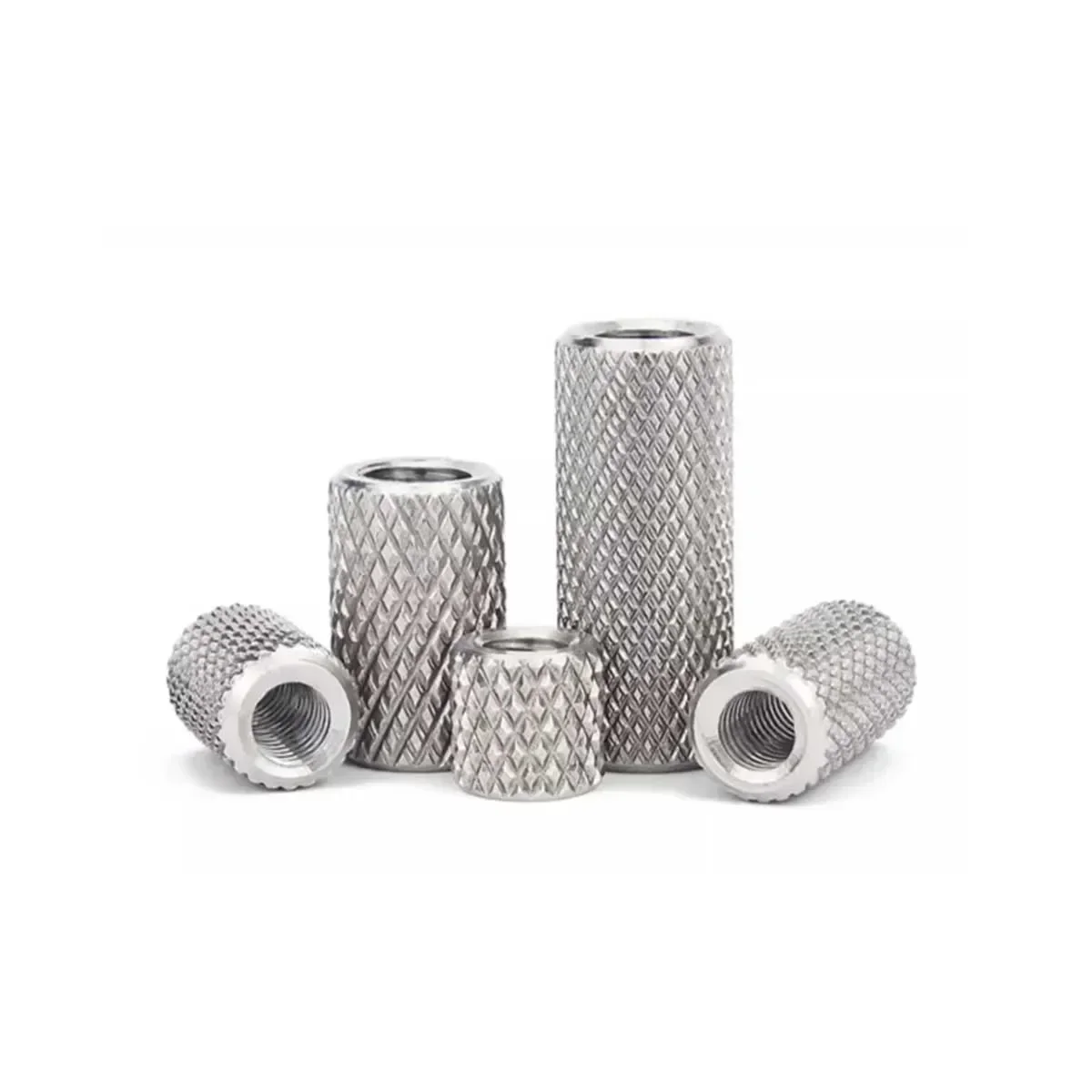 304 Stainless Steel Extended Cylindrical Flat Head Knurled Nut, Hand Tightened Nut M3M4M5M6M8M10M12M16
