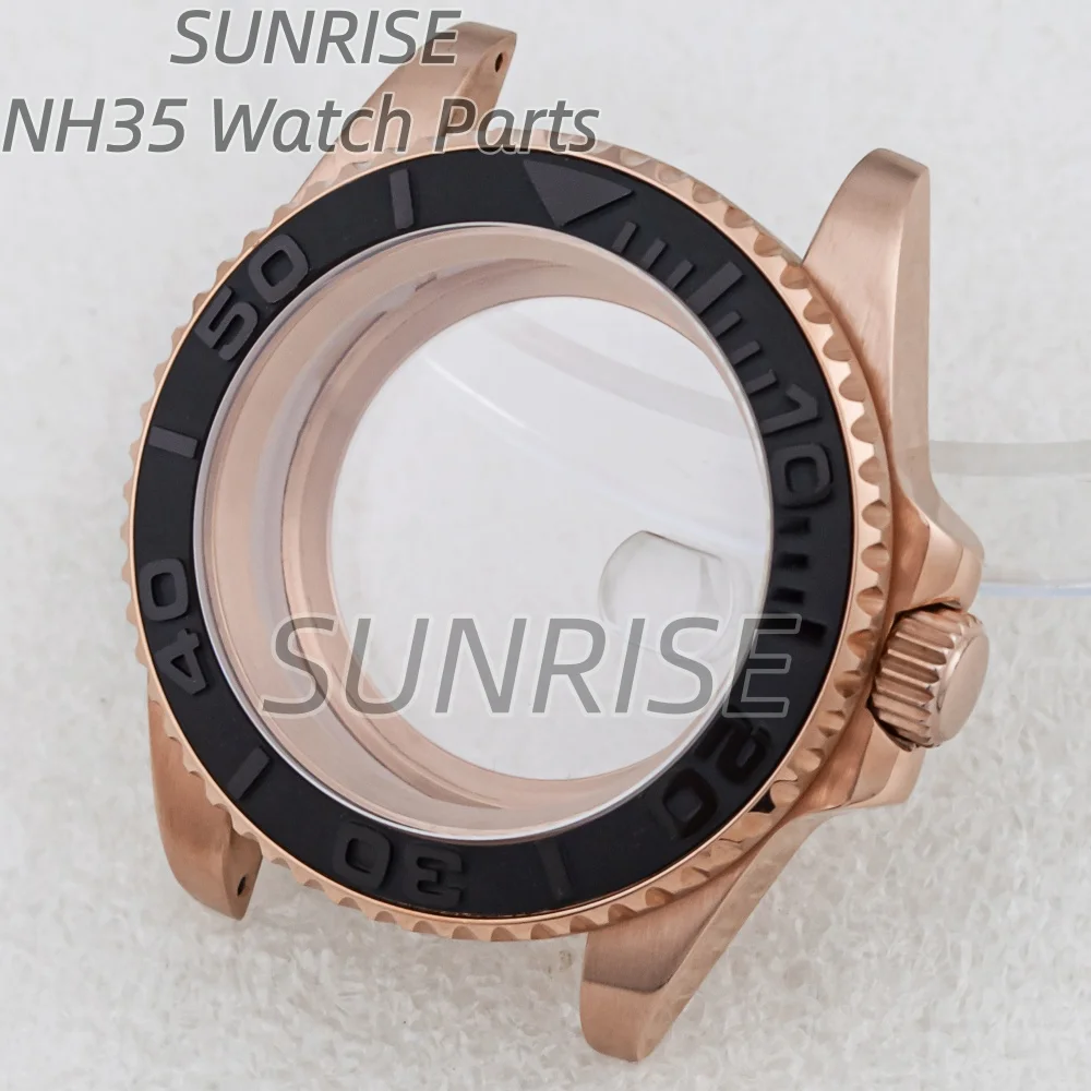 

High Quality 40mm Sapphire Glass NH35 Case Rose Gold Silver Stainless steel Waterproof for NH35 NH36 movement Yacht-master Case