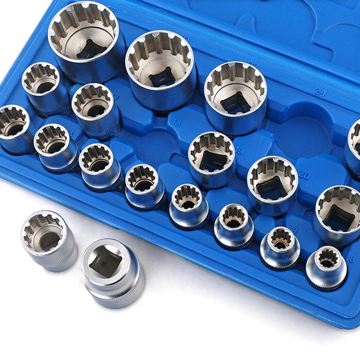 19Pcs Socket Bit Set 1/2 Inch Tool 8-32mm Multi-tooth Nuts Torx Vehicle Repair Tool Kit