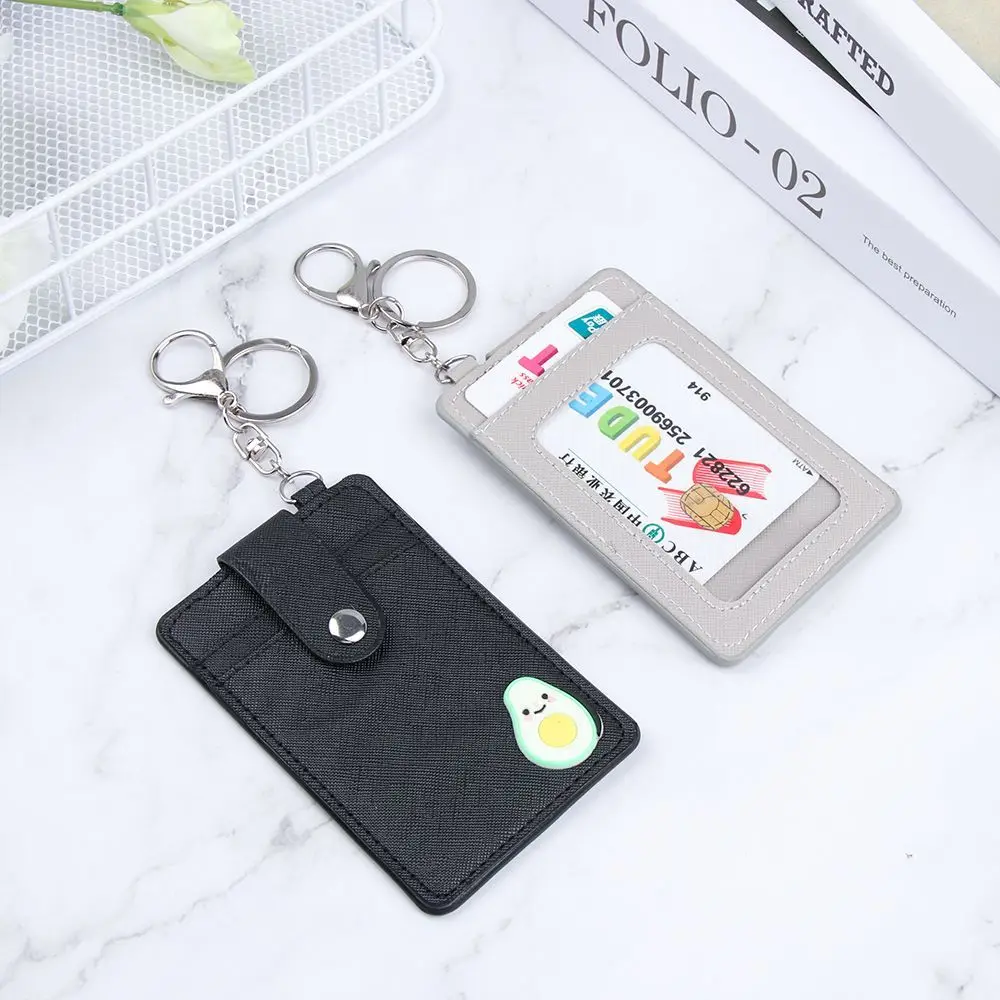 Cartoon PU Leather Card Pouch Case com chaveiro, ID Cards Holder, Slim Business Card Bag, Bonito