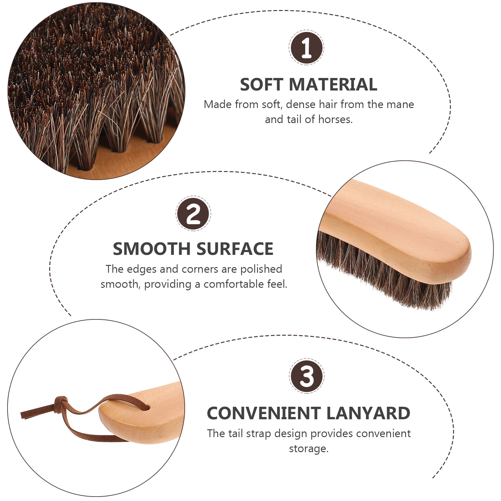 

Gentle Horsehair Clothes Brush for Suits Coats Trousers Maintains Fabric Integrity Removes Dust Ash Crumbs Furniture Pet Hair