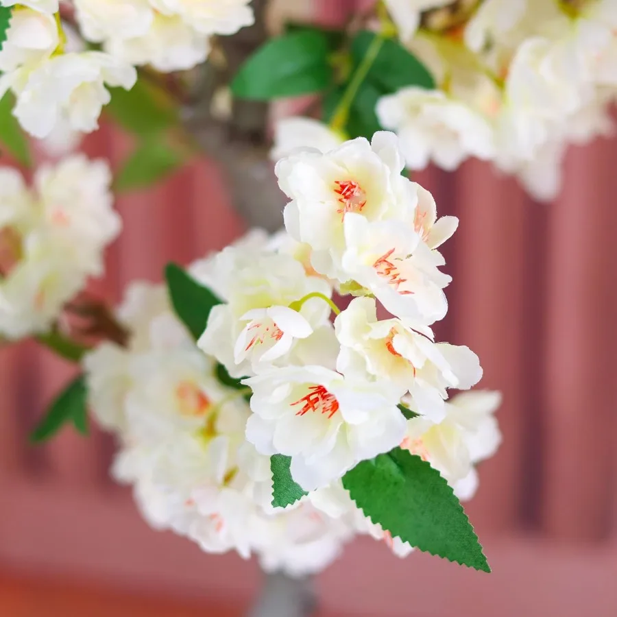 Kirschblüten Baum Elfenbeinfarbene Seidenblumen Topf Künstliche Pflanzen für drinnen und draußen Zuhause Hochzeit Party Eröffnung Einkaufen M