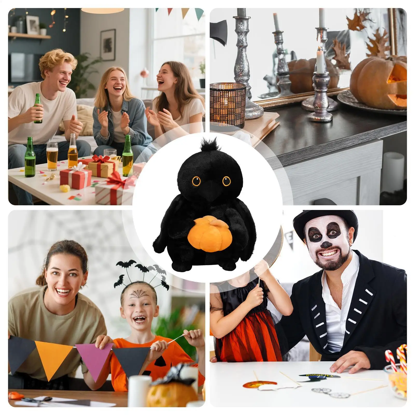 Halloween corvo brinquedo de pelúcia huggable travesseiro colecionável macio pelúcia boneca decoração para casa cadeira quarto sala estar