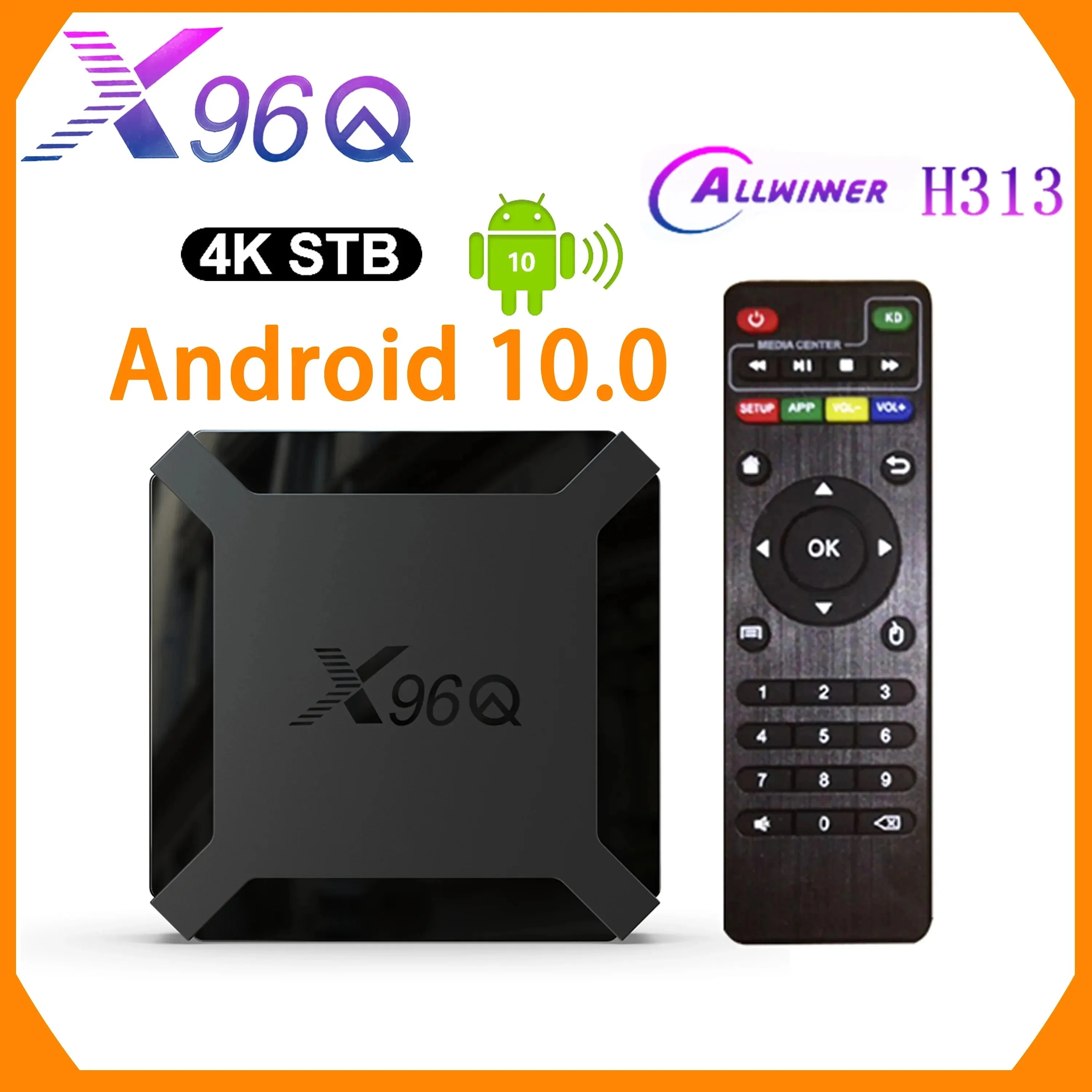 Boîtier TV X96Q Allwinner H313, 1 Go/8 Go/2 Go/16 Go, décodeur connecté Android 10.0, avec WiFi 2.4 GHz, 4K, Google First, YouTube et Netflix