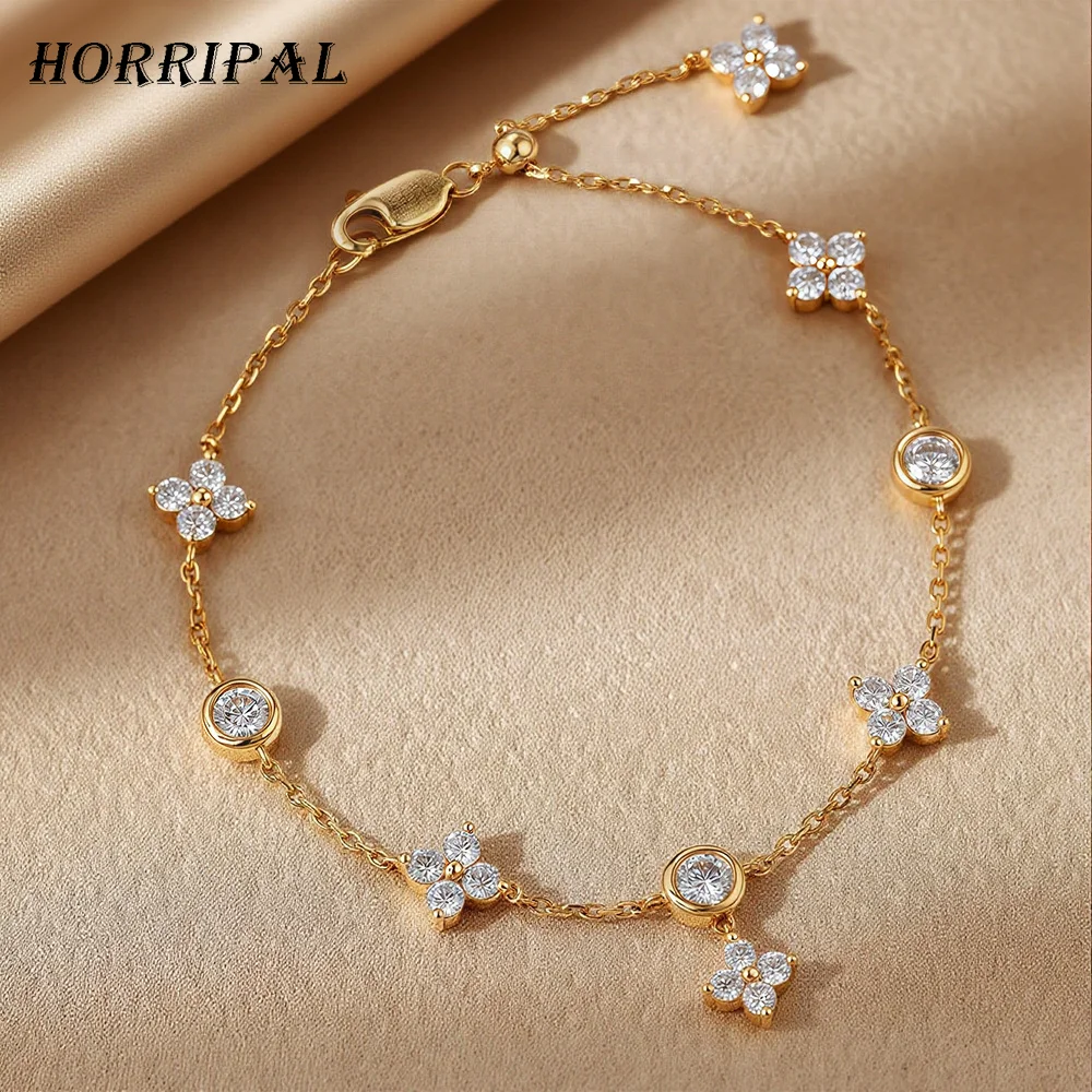 

HORRIPAL D VVS1 Moissanite New Four-leaf Clover Bracelet for Women S925 Sterling Silver GRA Waterproof fusion Bubble Jewelry