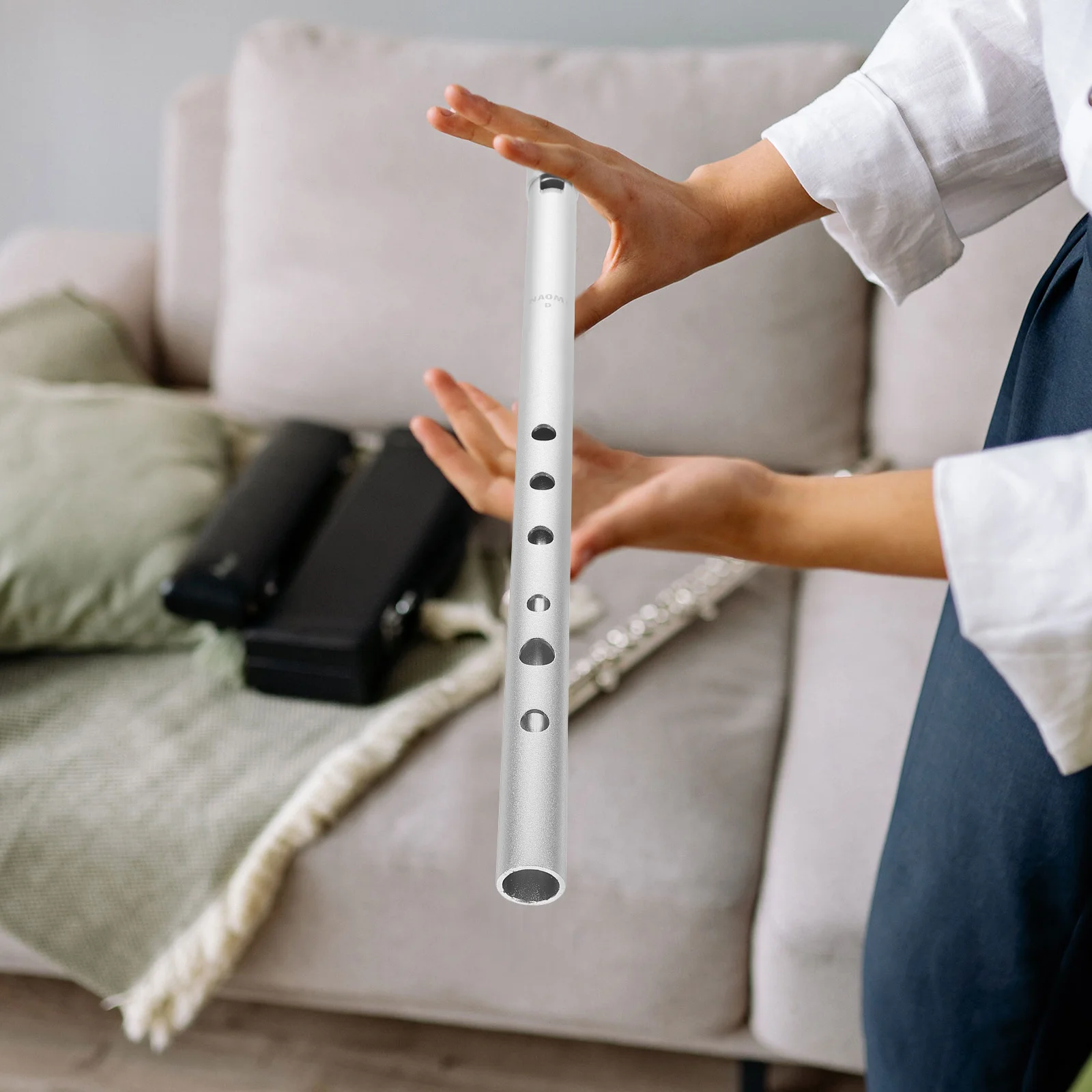 

1pc Aluminum Alloy Soprano Recorder High Pitch Flute Portable Clarinet For Beginners Silver Lightweight Smooth No Burrs