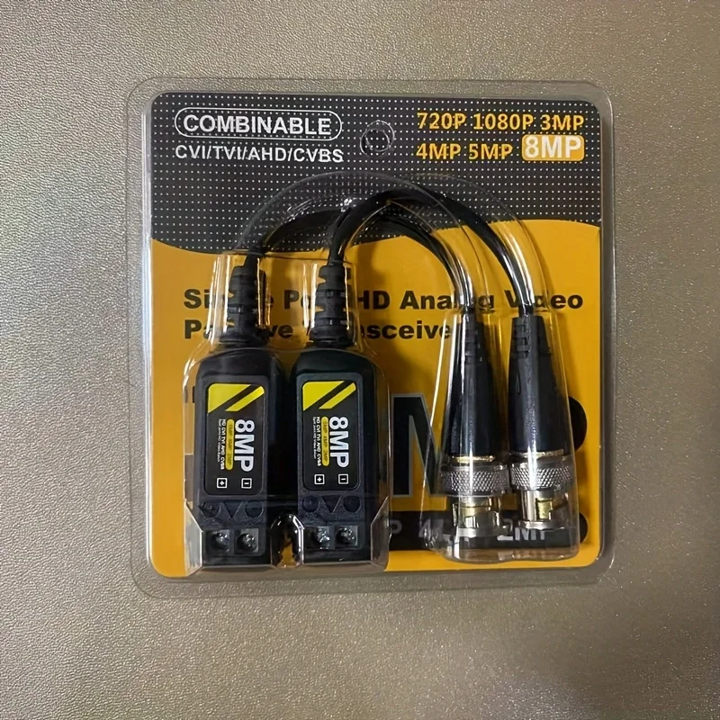 8MP HD Video Balun BNC เกียร์ Passive กล้องวงจรปิด Twisted คู่สําหรับ 4 K/5MP/1080 P AHD/CVI/TVI/CVBS กล้อง