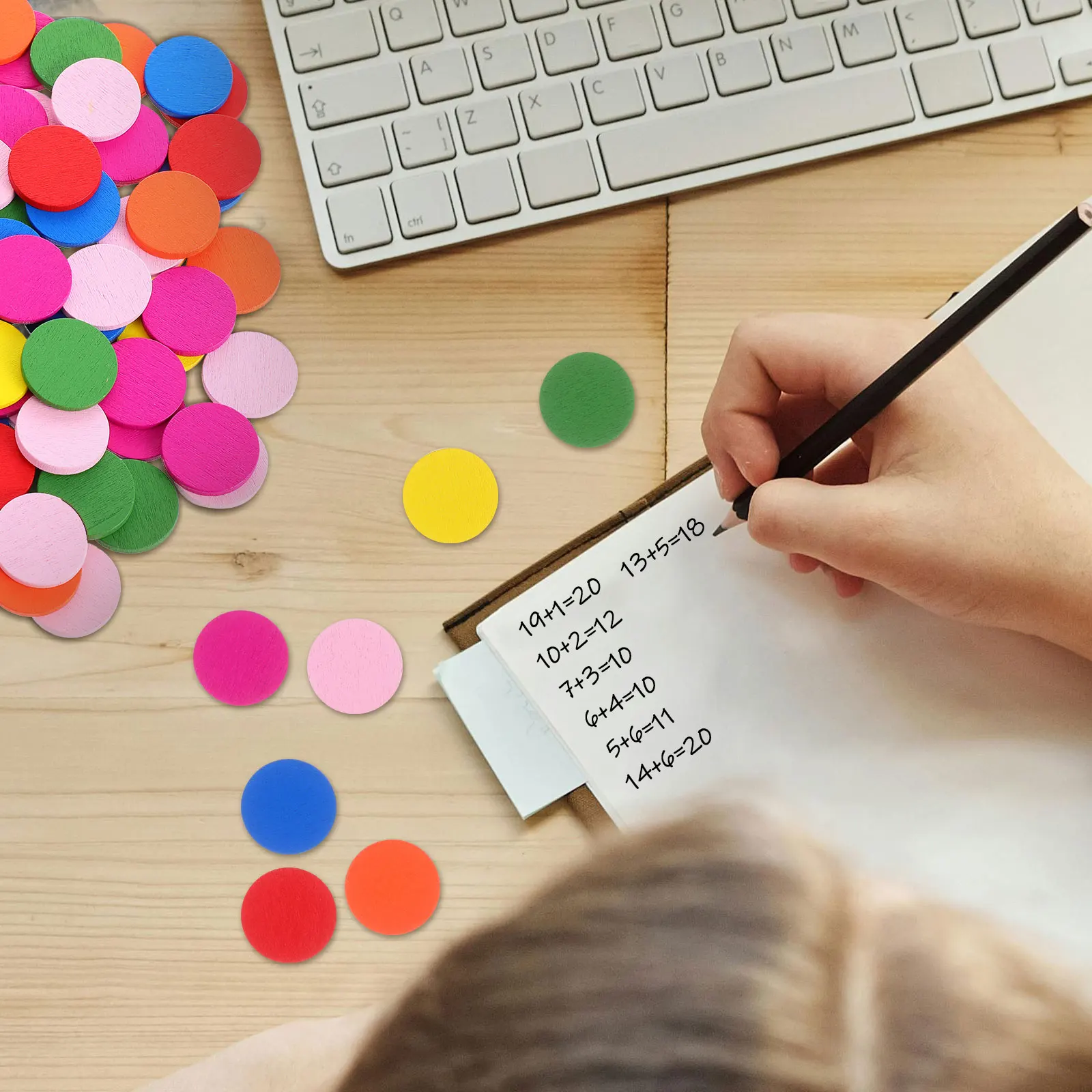 Disque rond en bois coloré, 100 pièces, bricolage artisanal, jouets éducatifs pour enfants, outils d'apprentissage Montessori, aides au jeu intellectuel