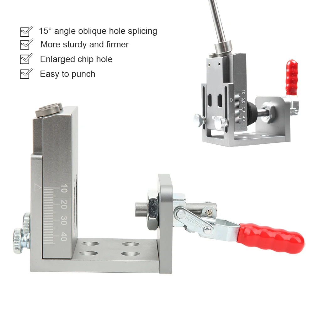 

Furniture Hole Locator Oblique Drill Hole Locator Furniture Puncher Woodworking DIY Tool Quick Clamping 9mm Oblique Hole Jig Kit