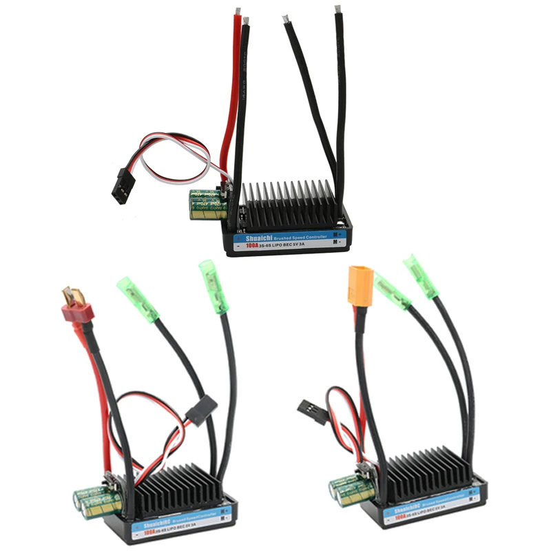 1PCS 100A 1000วัตต์ Dual Way Brushed ESC UBEC 5V 3A เบรค Speed Controller T/XT60เชื่อมต่อ LED ตัวบ่งชี้สำหรับ RC เรือลากจูง