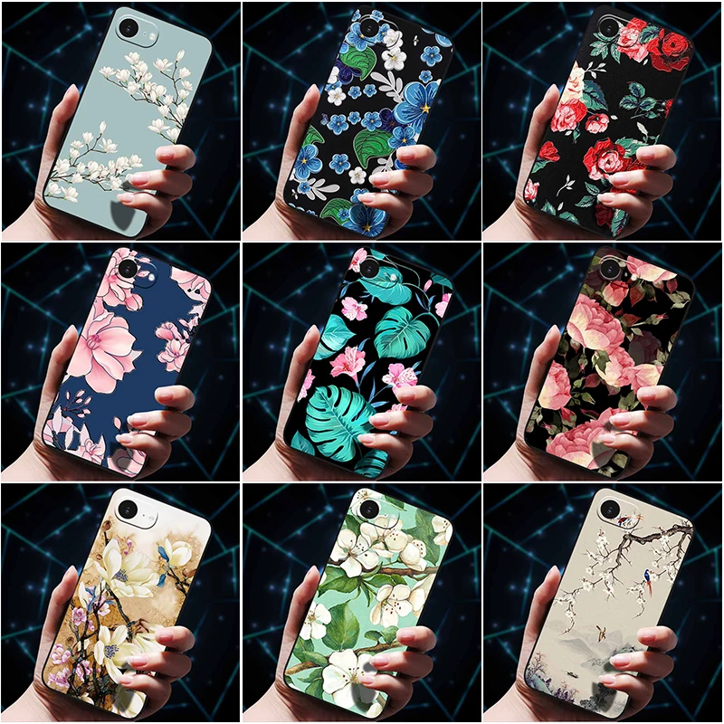 Fundas con estampado de flores 3D para iphone 16E, fundas de teléfono de silicona suave para iphone16 16, funda trasera, bolsa para iphone16e