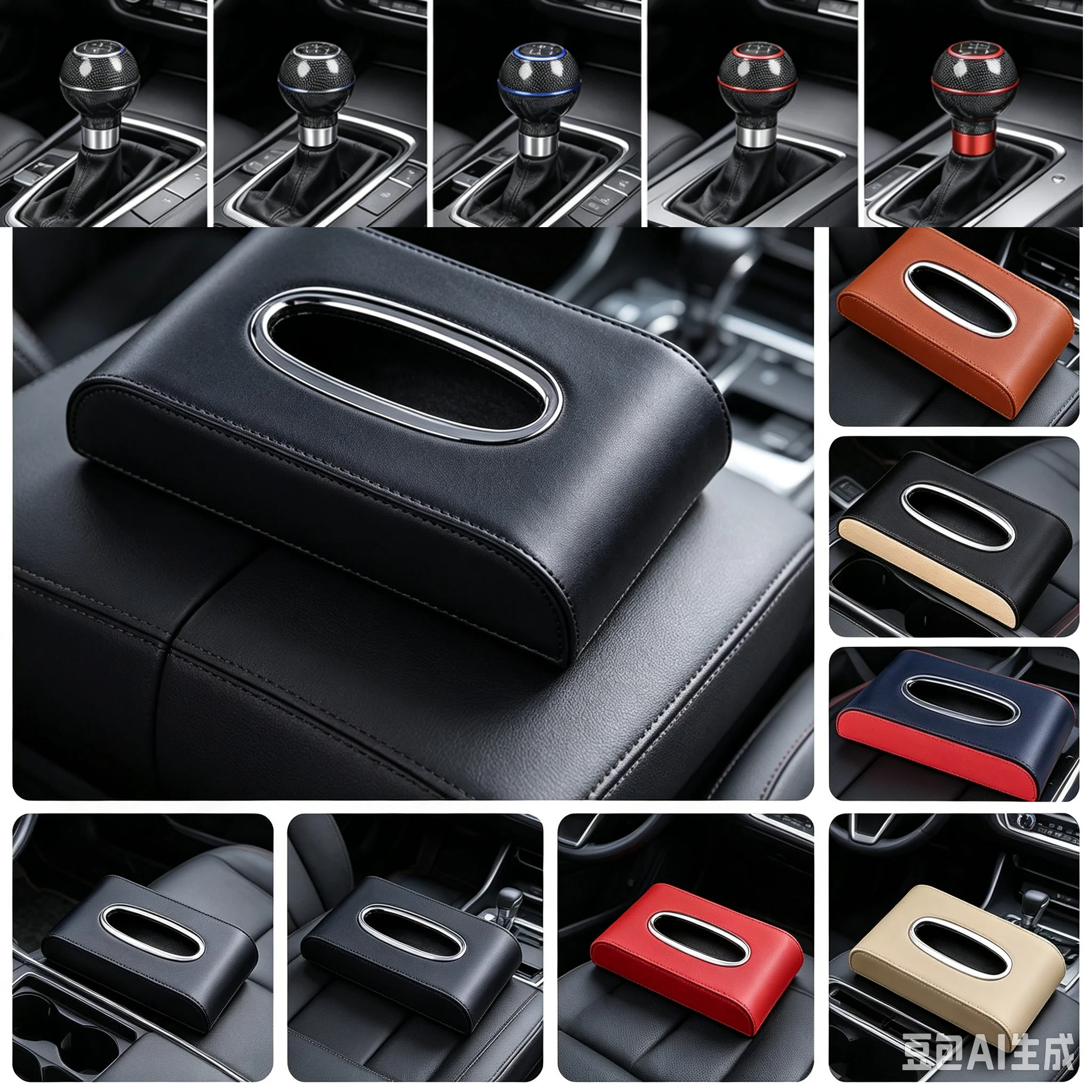 Universal Organizer Car Cover Armrest Type  Leather Tissue Box Home Portable
