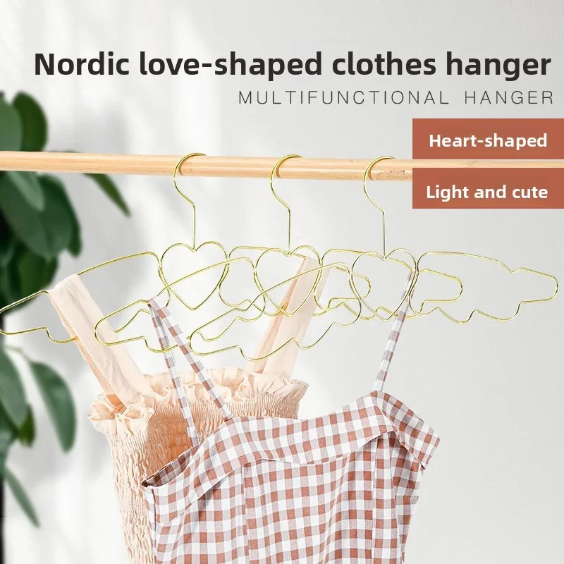 

Creative Heart Shaped Wrought Iron Hanger,Stylish Clothes Display Hanger,Multifunctional Traceless Storage Rack for Apparel Shop