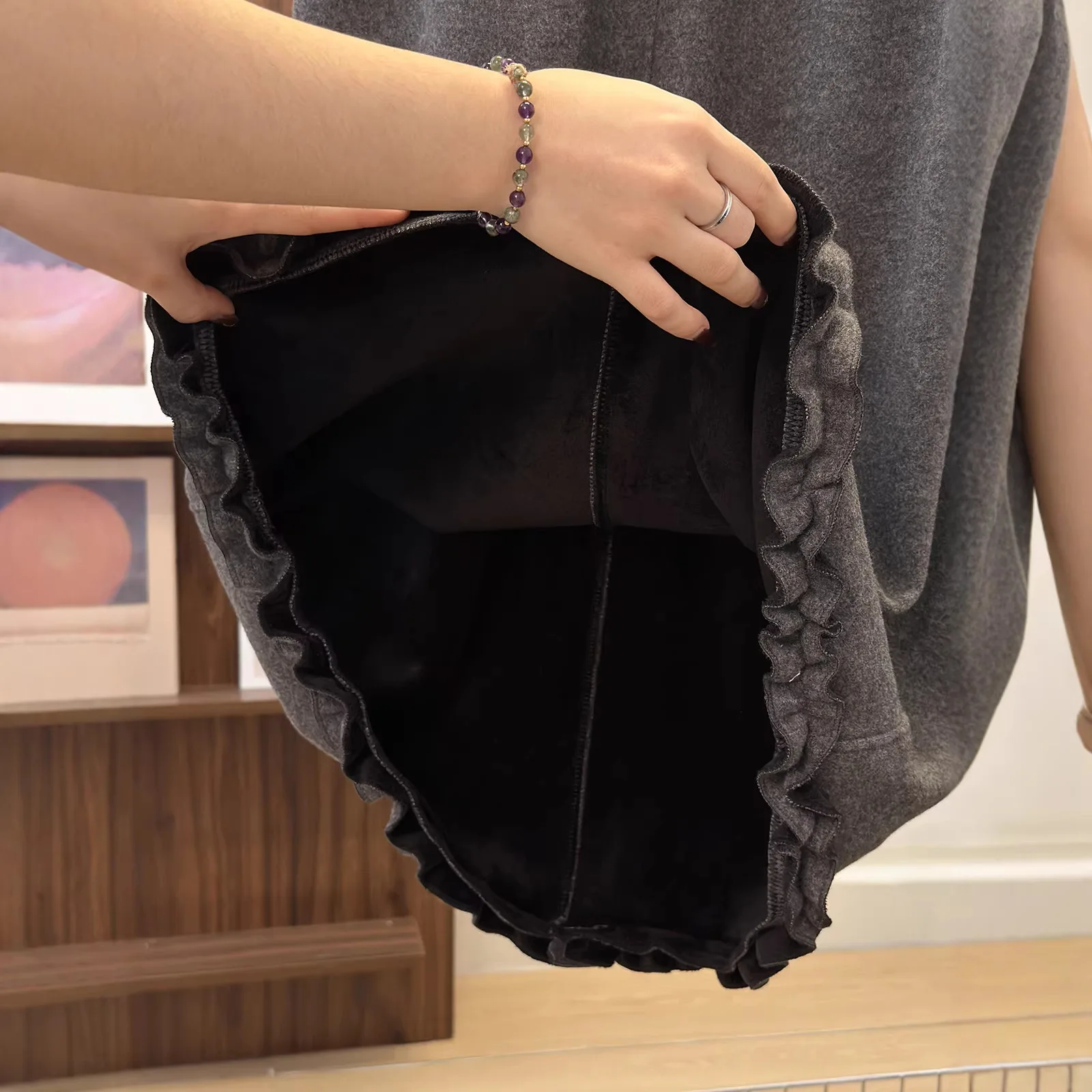 2026 lente nieuwe dames schimmel rechte rok casual elastische taille verdikte wollen halflange rok