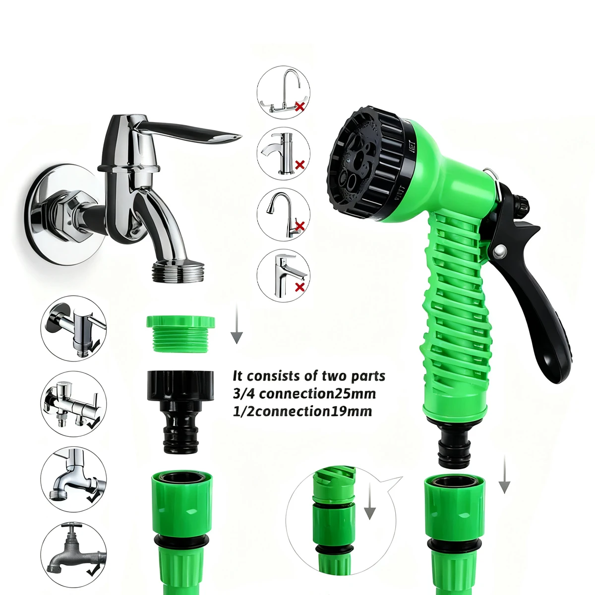 Extendable Garden Hose Garden Irrigation Gun Spray Car Wash Water Gardening Tools High Pressure Washing Accessories Sprayer Grow