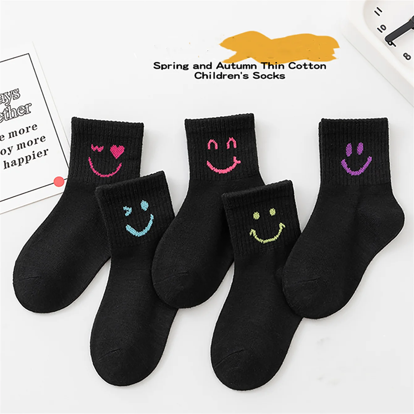 5 أزواج من الجوارب العصرية المصنوعة من قماش الجاكار للتعبير الموسمي للربيع والخريف، جوارب لطيفة، مريحة ومسامية، مناسبة #3