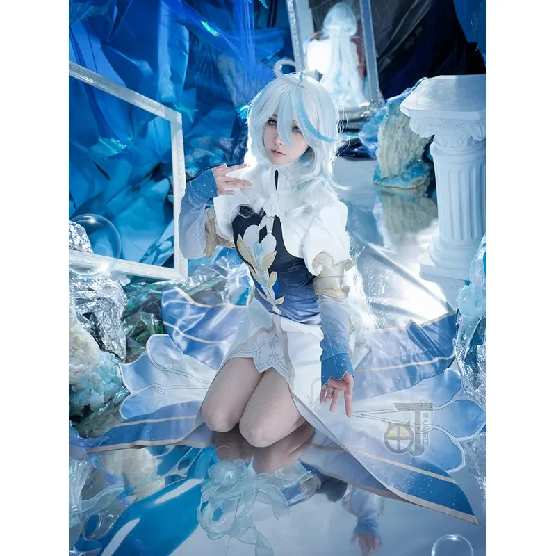 Focalors Jogo Yuanshen Impact Cosplay Peruca Natal Halloween role-playing Suitsa;k6;8',