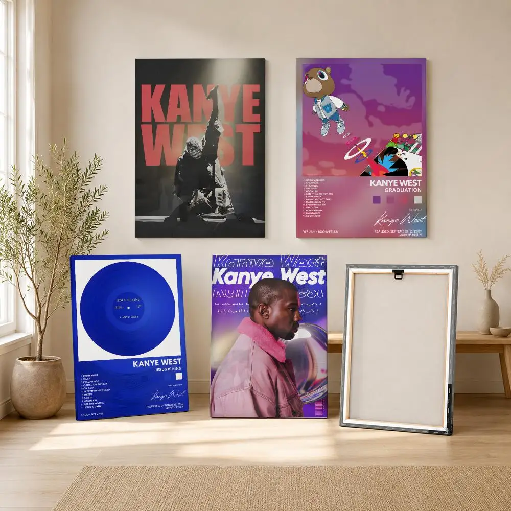 Rapper Singer K-Kanye West Painting Calligraphy HD Canvas Wall Art With Inner Frame Gallery Wrapped Ready To Hang Home Decor
