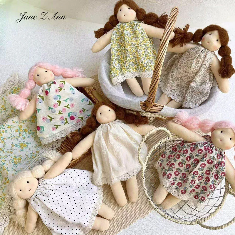 

Newborn baby photo props hand sewn floral fabric curly hair girl cute doll