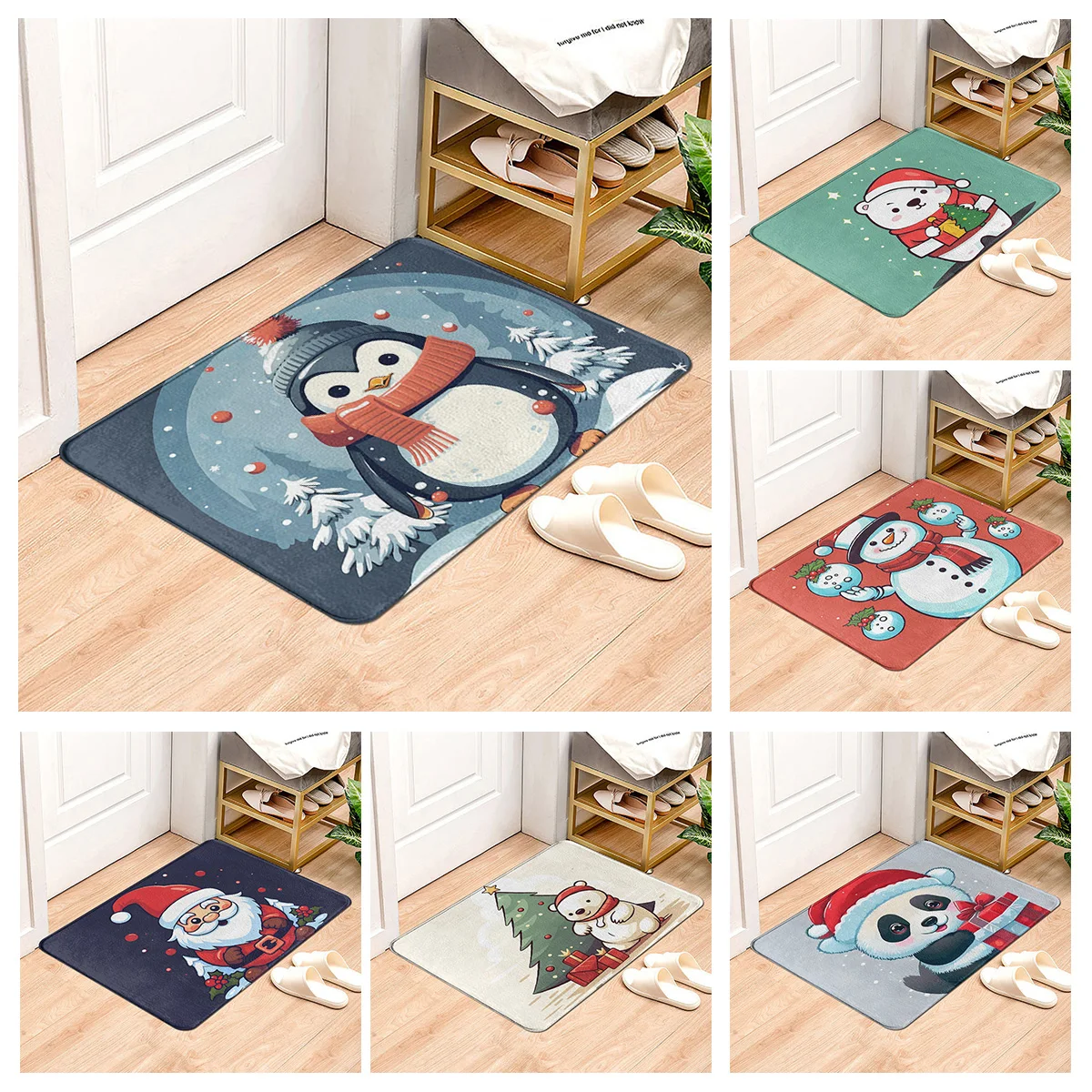 House entrance carpet Home door mat Living Room Bath Foot bathroom non-slip water absorption rugs bath Merry Christmas winter