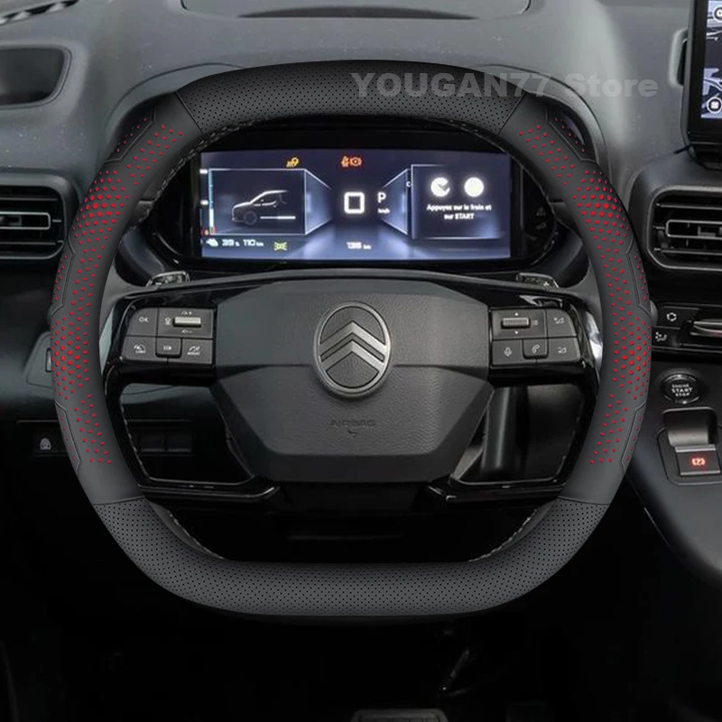Car Steering Wheel Cover for Citroen E-Berlingo 2024 2025 Double D-Type Auto Steering Wheel Citroen E-Berlingo Accessories