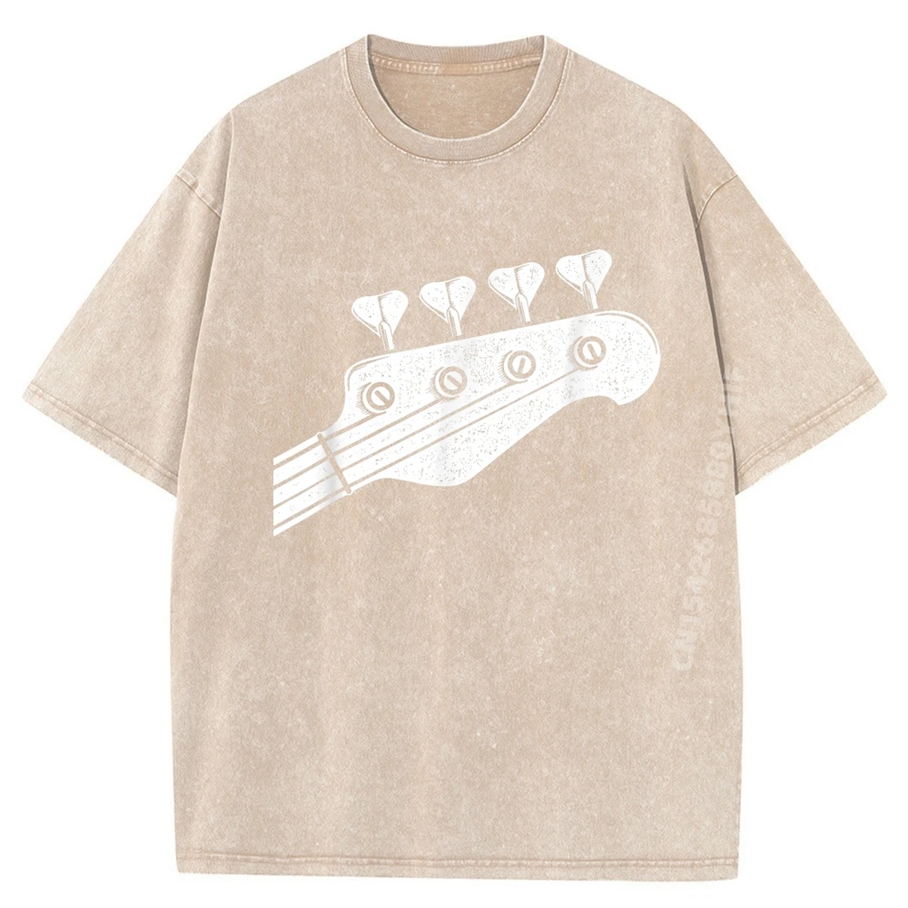 Tuning Head Bass Guitar Guitarist Men T-shirt Funny Graphic Tees Retro Washed Comfortable Tops Tees Printed Tshirts