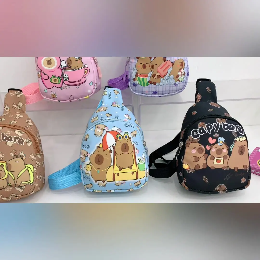 

1PCSCute cartoon bag men's and women's cartoon chest bag outside casual crossbody bag Kapibara coin purse