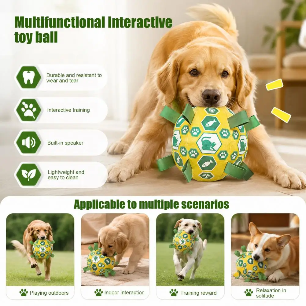 Pet Entertainment Toys for Use Stuffed Football Dog Toy with Bell Plush Chew Ball for Small to Medium Dogs Fetch Toy for Outdoor