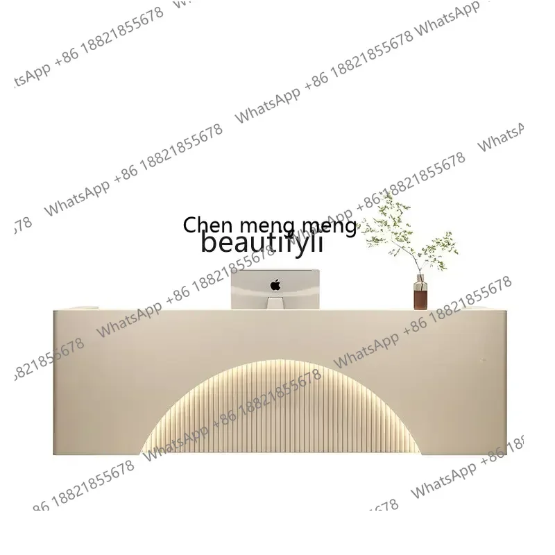 

X RR1 Beauty Salon Clothing Store Beige Cashier Counter Bar Simple Modern Reception Desk