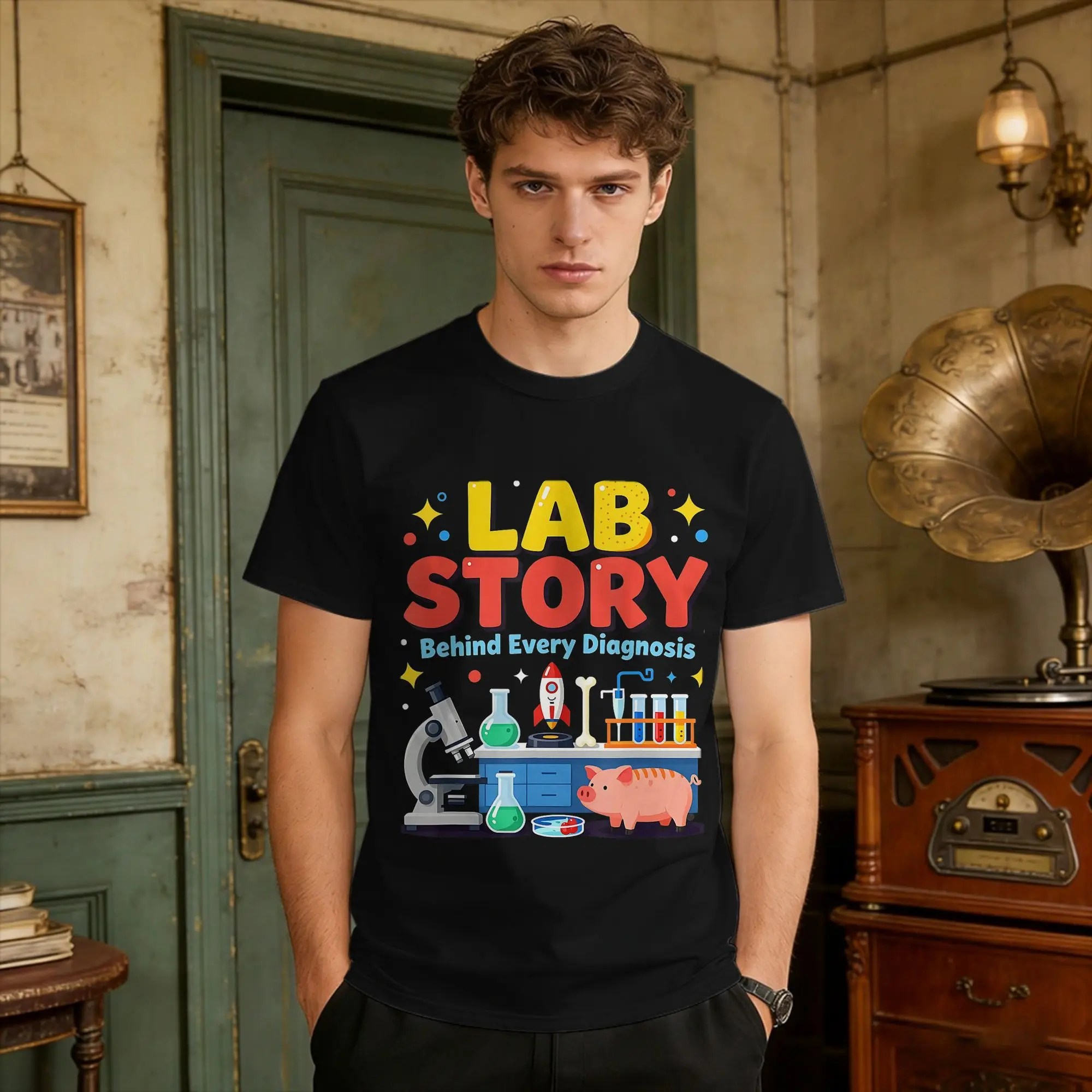 Men's Medical Laboratory Technician Team Lab Story Week  T-Shirts  Cotton Top Tees Summer Short-Sleeved T-Shirt O Neck Tee Shirt