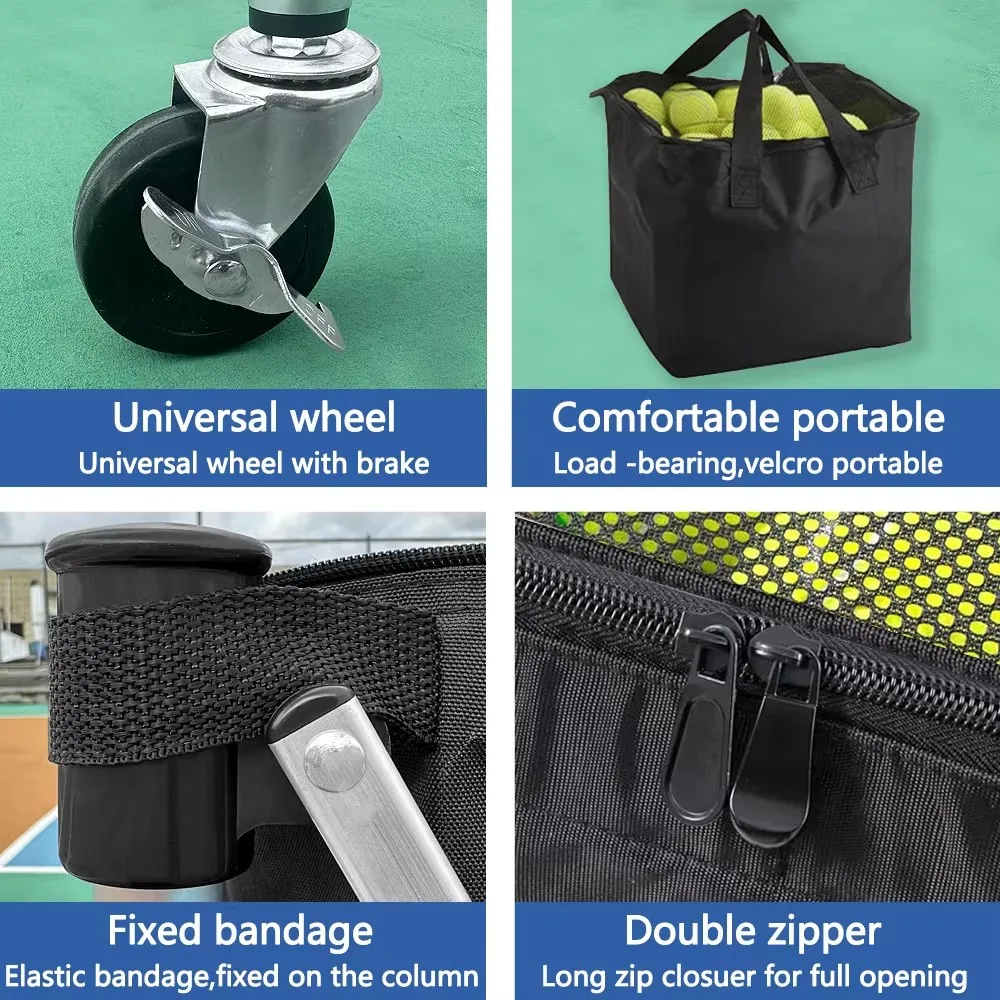 

Lightweight Portable Tennis Ball Pickleball Ball Hopper Basket Sport Foldable Tennis Ball Cart for Coach Training