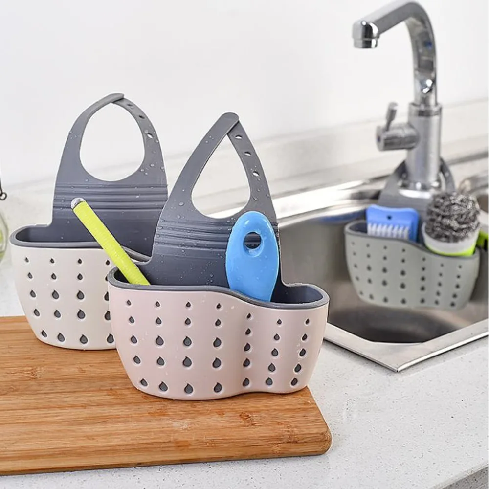 Kitchen Sink Storage Drain Basket Cleaning Sponge Draining Holder Rack Kitchen Hanging Sink Drains Storage Tools Sink Holders