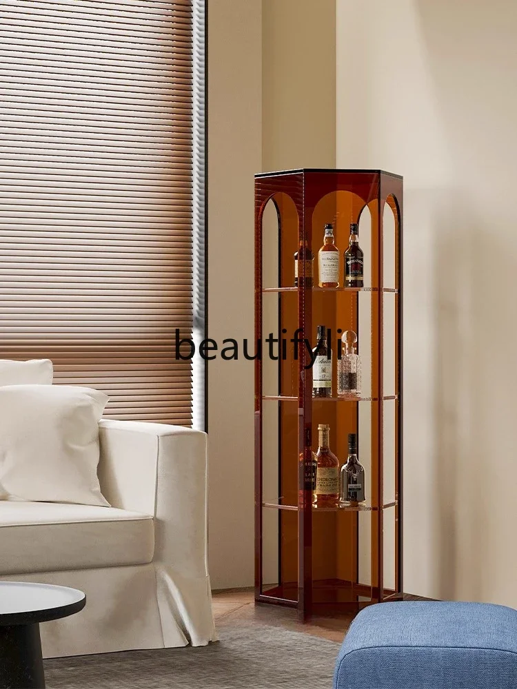 

Hexagonal Cabinet Display Retro Living Dining Room Corner Storage Wine Side Cabinet