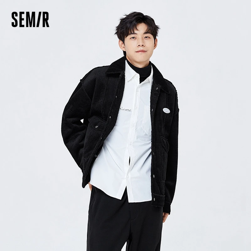 Semir-男性用ルーズベルベットコーデュロイジャケット、カジュアルなワークウェアトップ、テクスチャ、新しい冬、2023