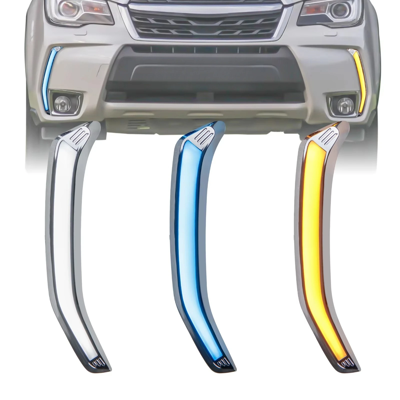 For Subaru Forester 2016 Led Daytime Running Light Dymanic Turn Signal Front Fog Light Modification Accessories