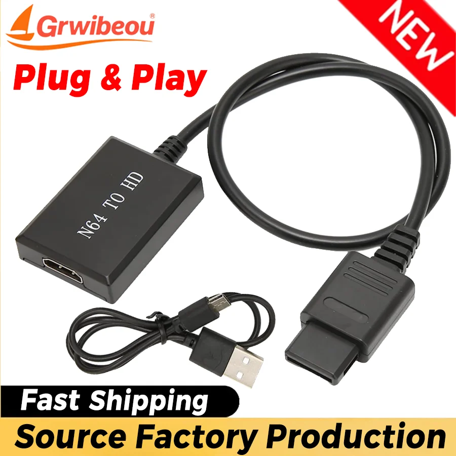 

Grwibeou N64 To HDMI-compatible Adapter 1080P Video Converter Game Adapter for N64 / SNES/SFC/NGC Retro Game Console Plug&Play
