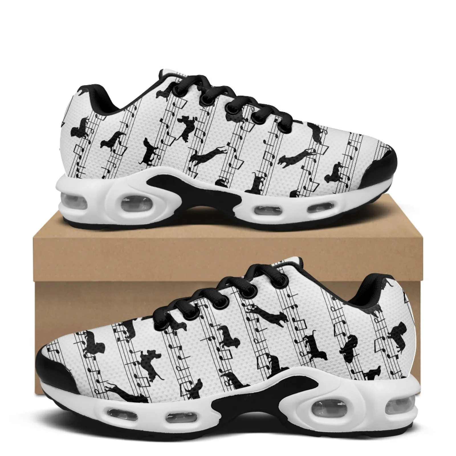 PENSTROLL Dog Music Note Men's Fashion Sneaker Mesh Tennis Shoes Easy Tennis Fashion Sneakers for Training