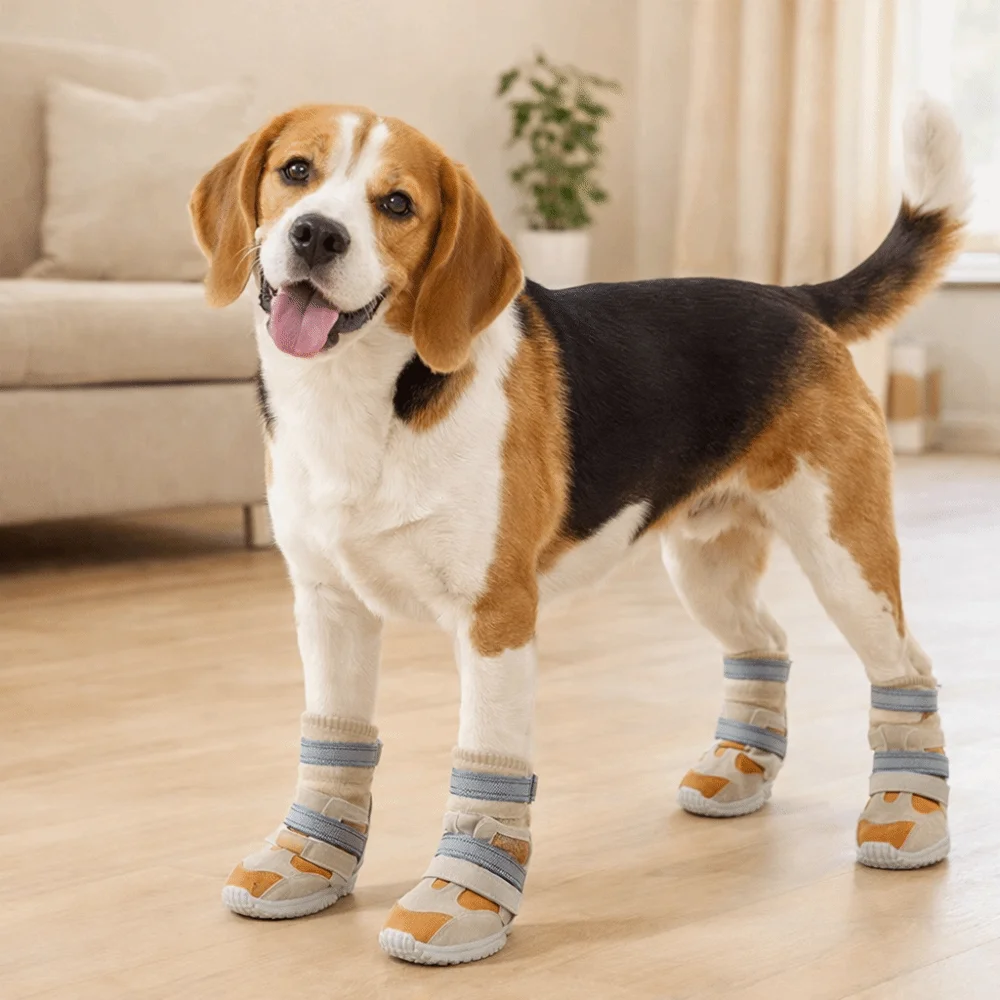 

Warm Non-Slip Dog Shoes Wear-Resistant High-top Dog Snowshoes Thickened Double Buckles Pet Sneakers Snow Rainy Days