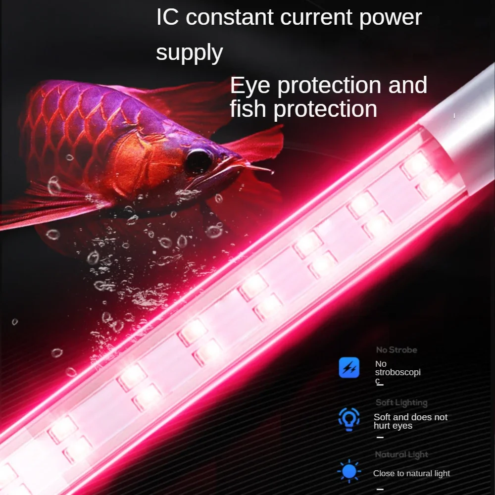 240° Wide Angle Submersible LED Aquarium Fish Tank Light Tube RGBW Color Changed Fish Lamp 9 to 57 inch Enhance Fish Hair Color