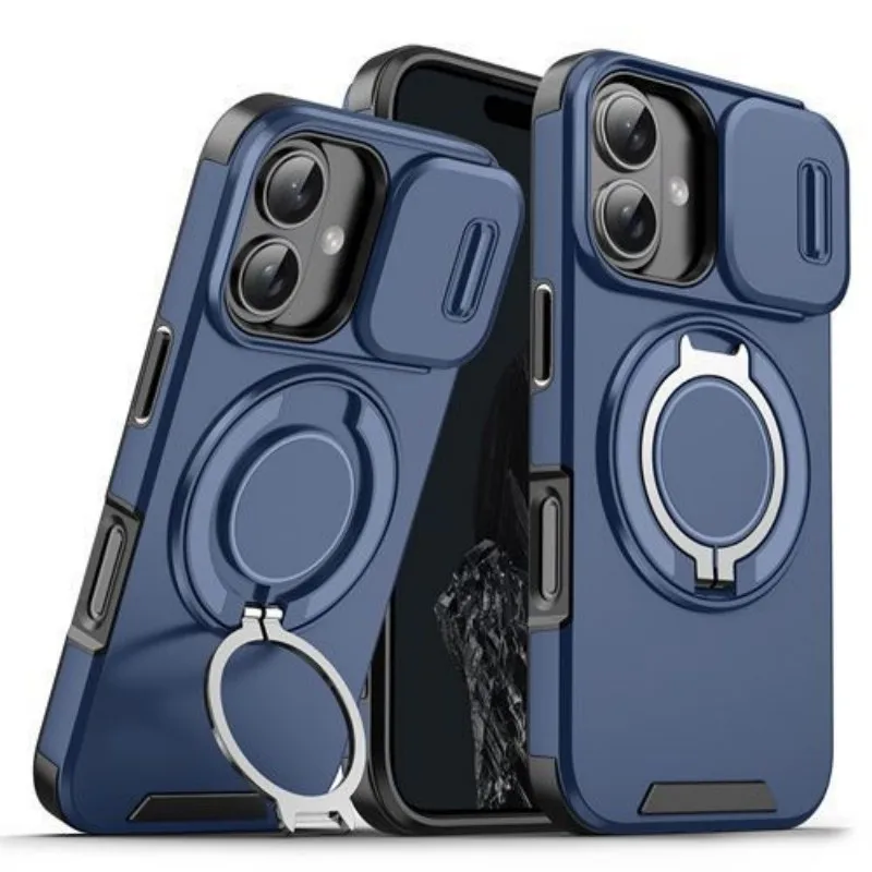 

Case For OPPO A3X 5G A3 4G 360° Rotate Ring Holder Kickstand Armor Phone Case Sliding Camera Lens Protection Shockproof Cover